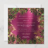 Tropisch groene palmbladlijst Frambozenroze goud Kaart (Voorkant)