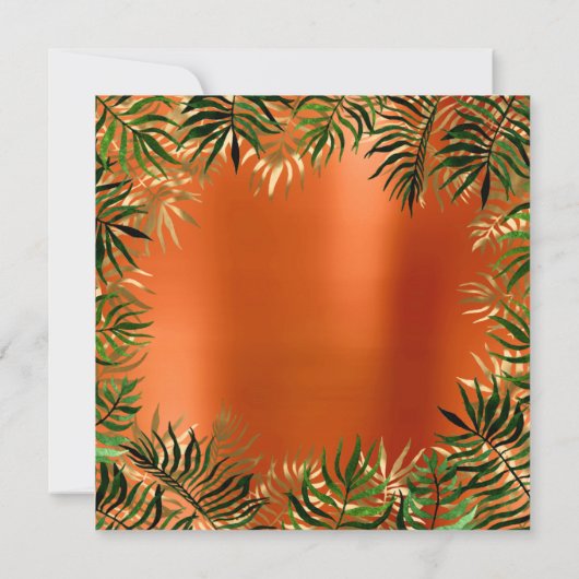 Tropisch groene palmbladlijst oranje koraal goud kaart (Achterkant)