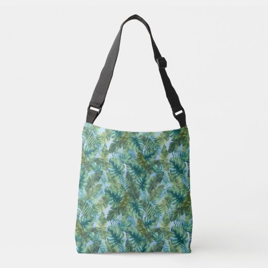 Tropisch groene planten bladeren crossbody tas (Voorkant)