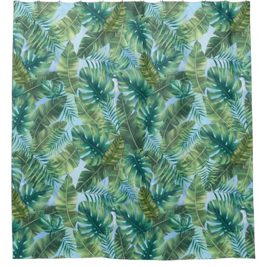 Tropisch groene planten bladeren douchegordijn (Voorkant)