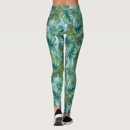 Tropisch groene planten bladeren leggings (Achterkant)