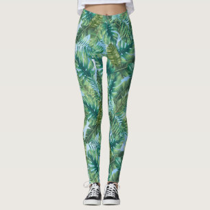 Tropisch groene planten bladeren leggings