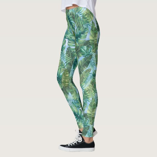 Tropisch groene planten bladeren leggings (Links)