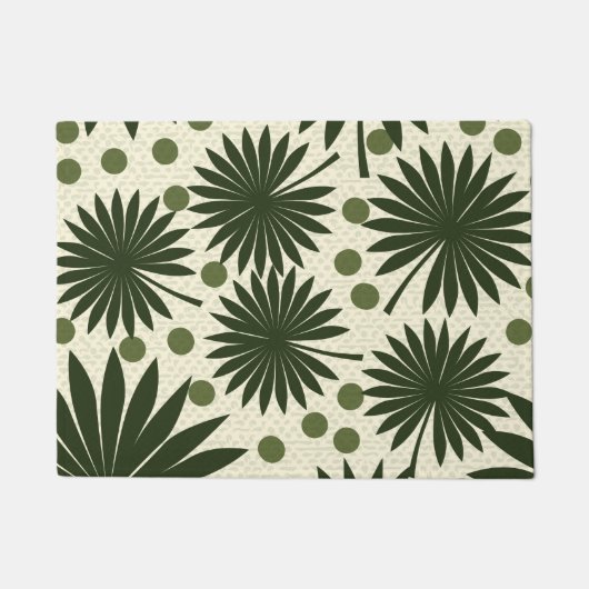 Tropisch groene regenwoud palmblad kunst deurmat (Voorkant)