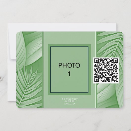 Tropisch groene trouwdag Bewaar de datum QR-code f Save The Date (Achterkant)