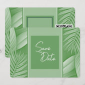 Tropisch groene trouwkaart Save The Date QR-code f (Voorkant / Achterkant)