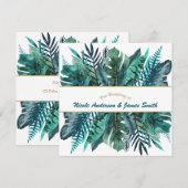 Tropisch groene turkooizen bladeren Elegant witte  Kaart (Voorkant / Achterkant)