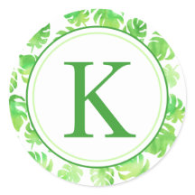Tropisch groene Waterverf bladeren monogram