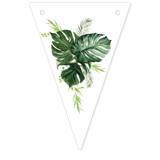 Tropisch groene Waterverf Monstera bruiloft decor Vlaggetjes (Eerste vlag)