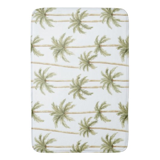 Tropisch groene witte palmbomen badmat (Voorkant Verticaal)