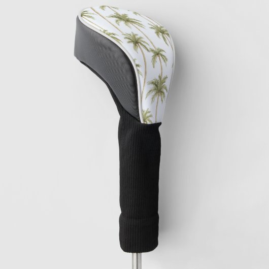 Tropisch groene witte palmbomen golfheadcover (Schuin)