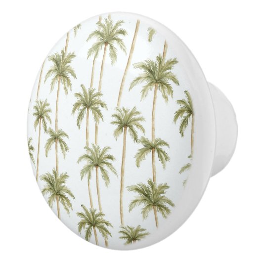 Tropisch groene witte palmbomen keramische knop (Rechts)