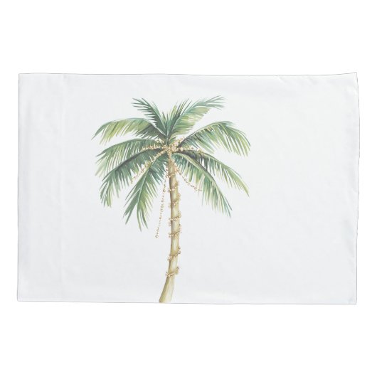 Tropisch groene witte palmbomen kussensloop (Achterkant-Links)