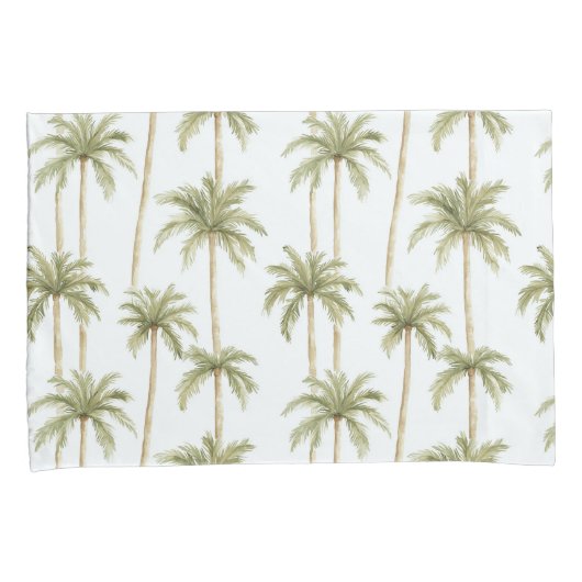 Tropisch groene witte palmbomen kussensloop (Voorkant-Rechts)