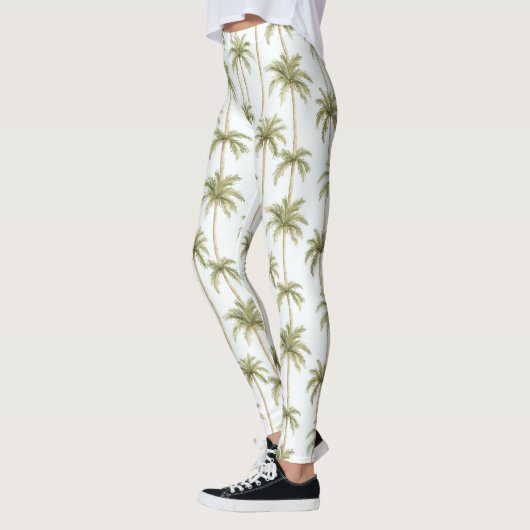 Tropisch groene witte palmbomen leggings (Links)