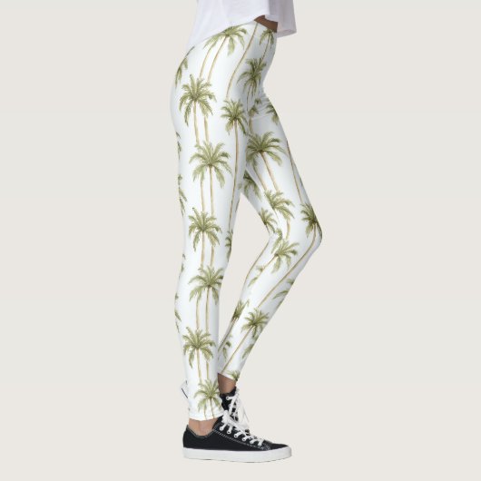 Tropisch groene witte palmbomen leggings (Rechts)