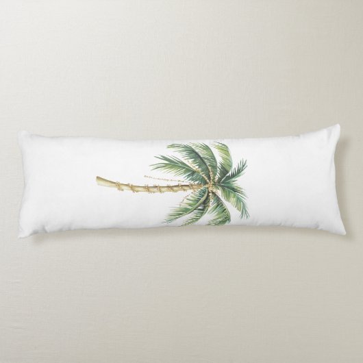 Tropisch groene witte palmbomen lichaamskussen (Achterkant)