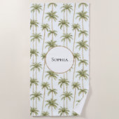 Tropisch groene witte palmbomen strandlaken (Voorkant)