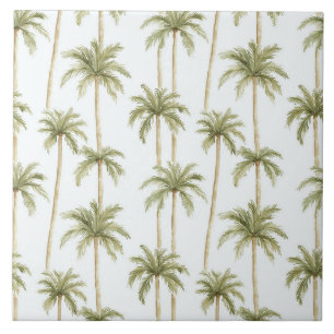 Tropisch groene witte palmbomen tegeltje