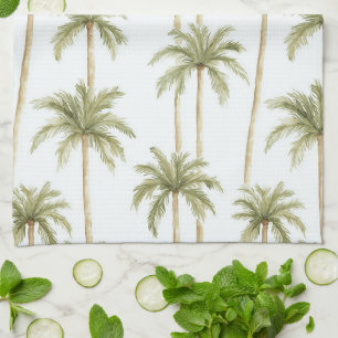 Tropisch groene witte palmbomen theedoek