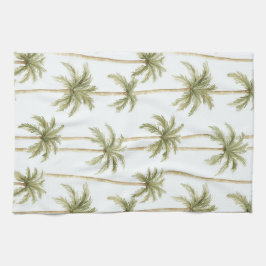 Tropisch groene witte palmbomen theedoek