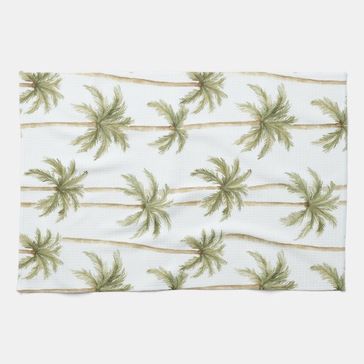 Tropisch groene witte palmbomen theedoek (Horizontaal)