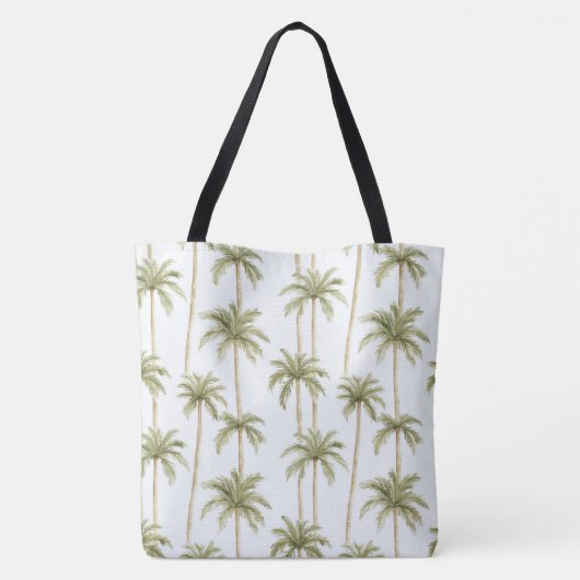 Tropisch groene witte palmbomen tote bag (Achterkant)