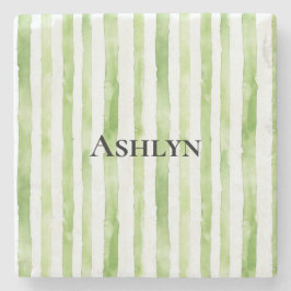 Tropisch groene witte strepen stenen onderzetter