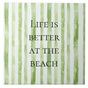 Tropisch groene witte strepen tegeltje