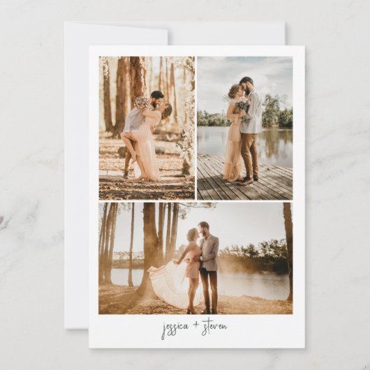 Tropisch groenerscript plant 3 fotobruiloft kaart (Achterkant)