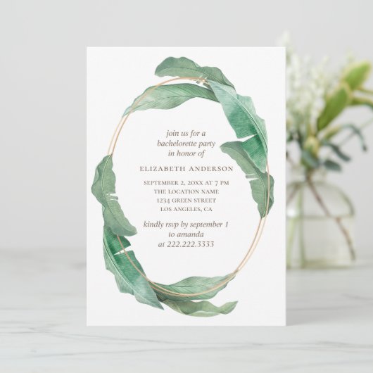 Tropisch groenery bachelorette feest. Botanisch Kaart (Staand voorkant)