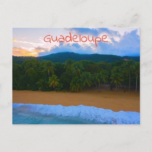 Tropisch Guadeloupe Ocean Palm Beach Sunset Briefkaart (Voorkant)