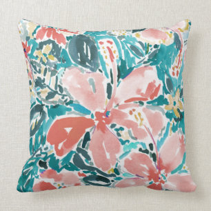 Tropisch Hallo Hibiscus Waterverf Floral Pattern Kussen