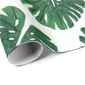 Tropisch handgeschilderd Plant van Zwitserse kaas Cadeaupapier (Rol Hoek)