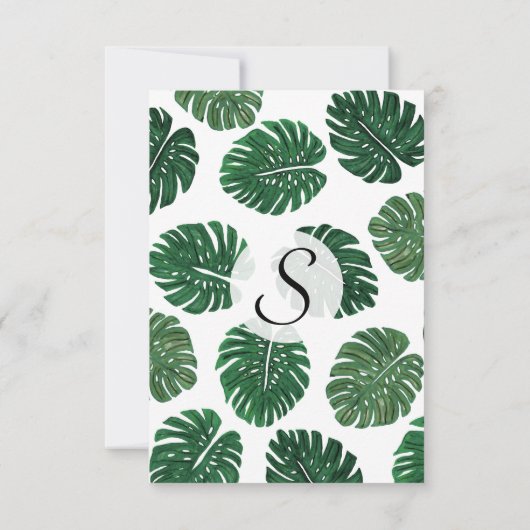 Tropisch handgeschilderd Plant van Zwitserse kaas  Kaart (Achterkant)