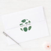 Tropisch handgeschilderd Plant van Zwitserse kaas Ronde Sticker (Envelop)