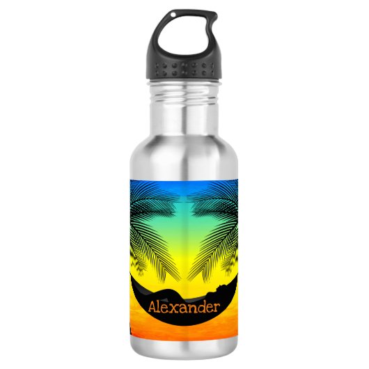 Tropisch Hangmat Eiland Leven Waterfles (Voorkant)