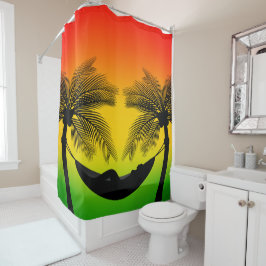 Tropisch hangmat-eiland zonsondergang badkamerdeco douchegordijn