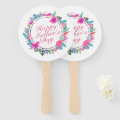Tropisch Happy Moederdag Floral Lijst Hand Fan Handwaaier (Voorkant en achterkant)