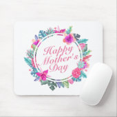 Tropisch Happy Moederdag Floral Lijst Mousepad Muismat (Met muis)