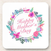 Tropisch Happy Moederdag Floral Lijst Onderzetter (Voorkant)