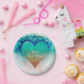 Tropisch hart Blauwe Grunge Beach Papieren Bordje (Feest)