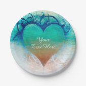 Tropisch hart Blauwe Grunge Beach Papieren Bordje (Voorkant)