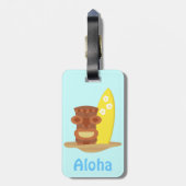 Tropisch Hawaï Tiki Strand Surfplank Bagagelabel (Achterkant verticaal)
