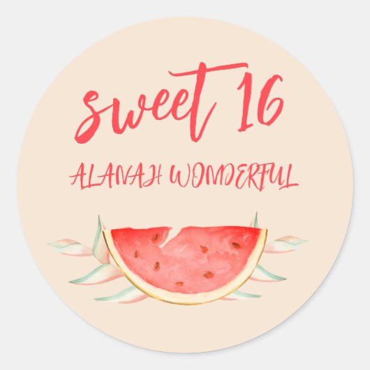 Tropisch Hawaïaans 16e verjaardagsfeest Ronde Sticker (Voorkant)