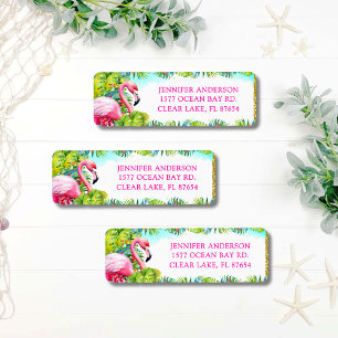 Tropisch Hawaiaans Aloha Flamingo Retouradres Etiket