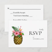 Tropisch Hawaïaans Bloemen & Ananas RSVP Geen Maal (Voorkant / Achterkant)