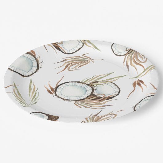 Tropisch Hawaïaans Bloemen & Kokosnoot feest Papieren Bordje (Gekanteld)