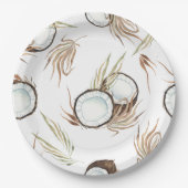 Tropisch Hawaïaans Bloemen & Kokosnoot feest Papieren Bordje (Voorkant)