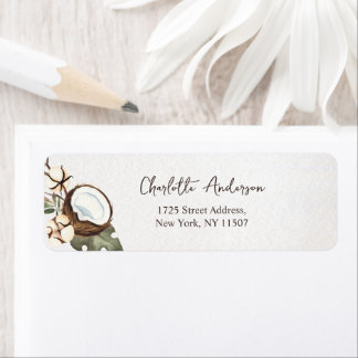 Tropisch Hawaïaans Bloemen & Kokosnoot Retouradres Etiket